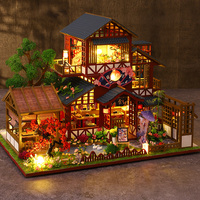 Kit de maison miniature DIY en gros, kit de coin lecture, maison de poupée miniature, maison de poupée de cour japonaise, kit d'artisanat à assembler