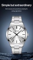 1096 Montre de luxe pour homme, tendance, simple, étanche, en acier inoxydable, double bouton, étanche 3ATM, mouvement à quartz
