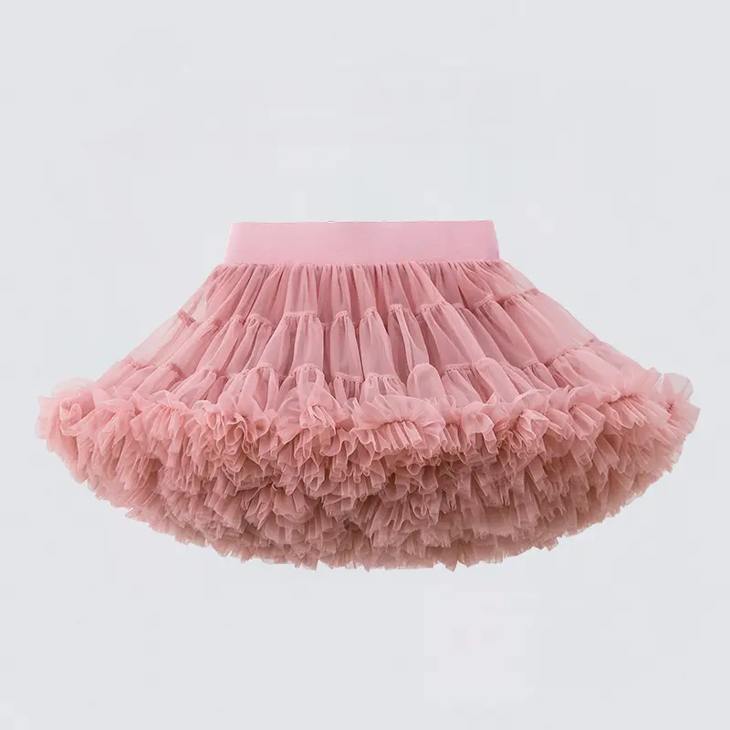 Super soft puffy baby girl tutu skirt solid color ruffled tulle layered princess toddler kids girl pettiskirt