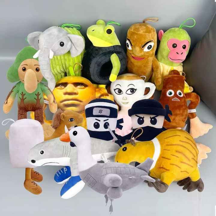 Sunshyne Peluche Italian Brainrot Set 4 Pezzi - Tung Tung Tung Sahur E Amici, Morbidi Cuscini Per Fan Di Videogiochi, Regalo Originale