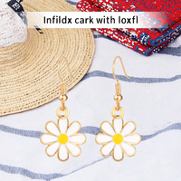 Anting-anting bunga aster kecil lucu berlapis emas Vintage bunga matahari kecil lucu dan bunga matahari kecil lucu dan aster Hoop perhiasan