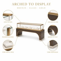 Vitrine à bijoux en verre de couleur bois clair avec éclairage LED pour magasin de bijoux, vente en gros, distributeur personnalisé