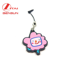 Manufacture Cartoon Flower Plastic Key Ring Custom Logo PVC Rubber Key Chain