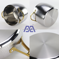 AXA Batterie de cuisine 3 pièces en acier inoxydable martelé à trois épaisseurs, batterie de cuisine professionnelle à induction, passe au four et au lave-vaisselle