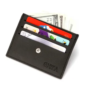 KHF039 2023 Hot Sale Men's Pu Wallet Credit Card Holder Lychee Stripe Buckle Wallet Business Card Holder ID Money Clip