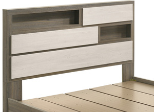 Modern 5-Piece Full Bedroom Set with <b>Convertible</b> & Adjustable <b>Bed</b> Wood in Beige & Brown Home Bedroom Furniture - Product Image 5