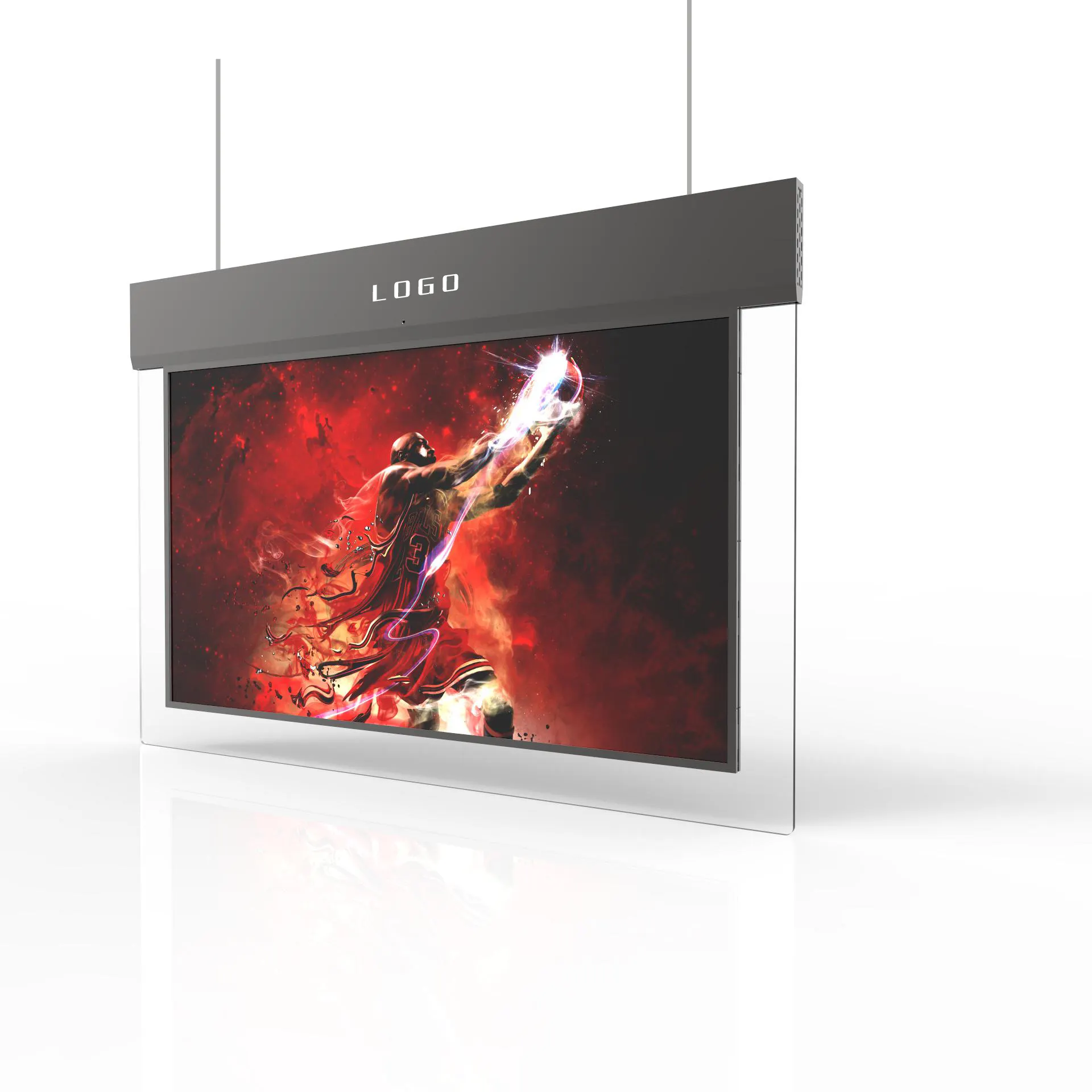 Haute luminosité intérieur 50 pouces montage au plafond publicité Double face écran LCD de signalisation numérique