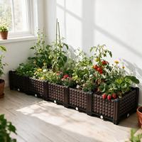 Jardinière carrée auto-arrosante en PP durable, design contemporain et Japandi, écologique, pour jardins, 200x40x22cm