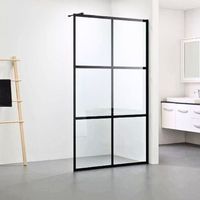 Paroi de douche fixe en verre ultra-clair de haute qualité, avec cadre noir moderne et motif personnalisé