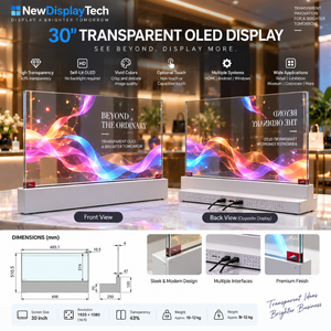จอแสดงผล OLED แบบโปร่งใสขนาด 30 นิ้วสำหรับวางบนโต๊ะ – จอแสดงผลโฆษณาดิจิทัลแบบมองทะลุได้และตู้โชว์แบบอินเทอร์แอคทีฟ - Product Image 6