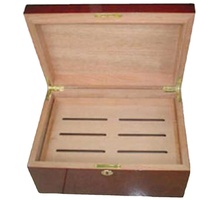 Maßgefertigter Tragbarer Zedernholz-Humidor Vitrine mit Klavierlack-Finish Glasdeckel Personalisiertes Logo Klassisches Design Röhre