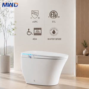 Bidet <span class=keywords><strong>WC</strong></span> intelligent certifié MWD CUPC ETL, sans limite de pression d'eau, chasse d'eau par siphon à commande au pied, toilette bidet automatique en gros - Product Image 1