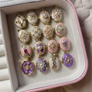 HX0093 New Open Close Oval Box <strong>Pearl</strong> Heart <strong>Pendant</strong>. Colored Oil Painting on Shell Conch18K Gold Color Fast Necklace Jewelry - Product Image 1