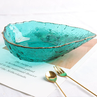 Plateau de service et saladier à fruits en cristal doré de luxe européen, plateau à bonbons et fruits secs en verre bleu, décoration de mariage et de maison