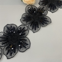 Mode luxe 3D fleur Tulle dentelle perlée brodé Organza patchs haut de gamme maille tissu pour mariage utiliser paillettes garnitures