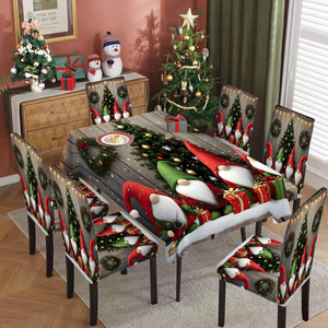 Rectangular Christmas Tablecloth Waterproof Polyester Table Cover With <b>Chair</b> Cover Sets for Kitchen <b>Dining</b> Room Holiday Party - Product Image 5