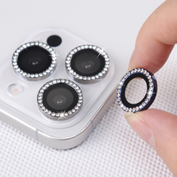 Protection d'Objectif de Caméra Strass en Verre Trempé sur Mesure d'Usine pour iPhone 11 12 13 14 15 16 Pro Max Plus