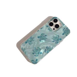 Coque de téléphone portable en PC avec motif de <span class=keywords><strong>tortue</strong></span> de mer <span class=keywords><strong>vert</strong></span> clair et motif de soie argentée pour iPhone 8 X Xr Xs Max 11 12 13 14 15 16 17 Air - Product Image 4