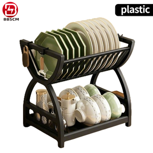 <b>Dish</b> Drainer <b>Dish</b> Drying <b>Rack</b> Kitchen Storage Double Layer Shelf Knife Fork Container Holder Cutting Board Stand Standing Type - Product Image 1