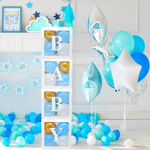Set di Palloncini in Foil Blu e Rosa con Scatole Trasparenti Nicro, per Baby Shower, Compleanno, San Valentino, Ecologici - Product Image 2