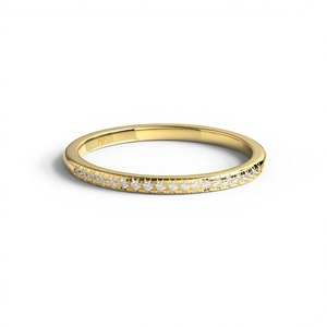 Luxury 18K Gold Plated Wedding Band with Round Diamond Half Eternity <b>Ring</b> Band Fine Jewelry for Women Promise <b>Ring</b> Jewelry - Product Image 1