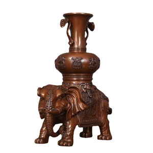 Bronze <b>Elephant</b> Figurine With Vase Home Office Decor Traditional Copper Sculpture For Living Room Entryway TV Cabinet Decoration - Product Image 4