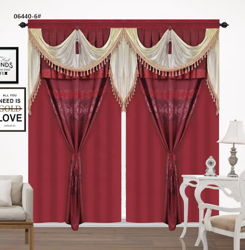 Custom blackout jacquard living room curtain cortinas para sala luxury de cenefa y cortinas