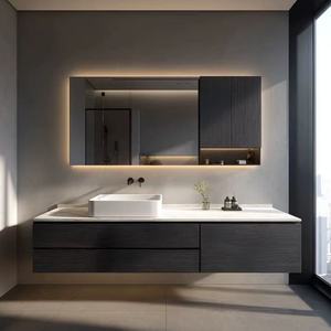 2025 OEM Juerte Moderno Conjunto de Muebles de Baño de Madera Maciza con Espejo, Lavabo, Grifo y Gabinete con Desagüe de Cobre - Muebles de Dormitorio de Gran Venta - Product Image 3