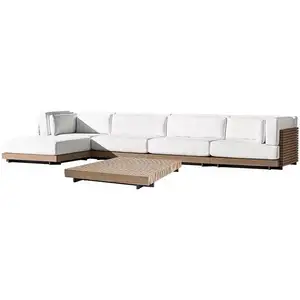 High Quality Aluminum Patio Furniture Sofa Set Garden Lounge Sofa Teak Outdoor Furniture Set
