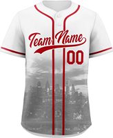 Jersey Baseball Sublimasi Logo Kustom 100% Poliester Jersey Softball Polos Bordir Kancing Penuh Kaos Baseball