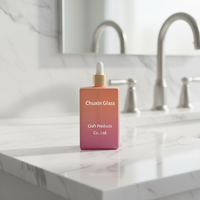Bouteilles de soins de la peau en verre dégradé rose de 100ml avec bouchon à vis en forme de coeur Flacon compte-gouttes cosmétique de parfum élégant Emballage élégant