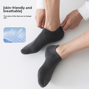 Calzini <span class=keywords><strong>da</strong></span> <span class=keywords><strong>uomo</strong></span> in cotone pettinato, tinta unita, invisibili, senza cuciture, antiscivolo, deodoranti, a barca, senza cuciture. - Product Image 4