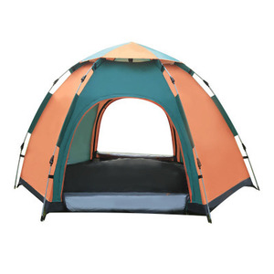 Tente de camping extérieure automatique hexagonale pour 3-5 personnes, monocouche, imperméable, anti-moustiques, utilisable en toutes saisons - Product Image 1