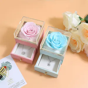 결혼식 제안 보존 된 꽃 서랍 선물 상자 고급 목걸이 상자 포장