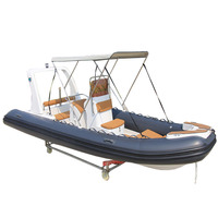 Canot aéroglisseur CE de 19 pieds Matériau en PVC coque en fibre de verre souple pour passagers Rameur gonflable pour la pêche
