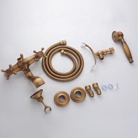 En gros robinet De douche Antique Téléphone forme Baignoire Ensemble de Douche Mural Double Trou mélangeur Chaud et Froid douche