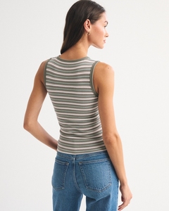 Leduo Customized Women Striped Ribbed <b>Tank</b>-<b>Top</b> Crew <b>Neck</b> Sleeveless Slim Fit Casual Daily Wear Knit Vest <b>Top</b> - Product Image 4