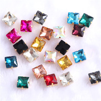 Strass en cristal de forme carrée à découpe irrégulière, à coudre à la main avec griffes en verre, pour chaussures de mariage, sacs et accessoires de coiffure DIY faits main