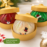 Jouet Squishy Géant de Noël en forme de Boulette Scintillante en TPR, Jouet Sensoriel Anti-Stress à Presser pour Enfants