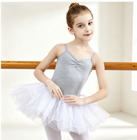 Justaucorps de danse à bretelles spaghetti avec jupe tutu à 3 couches pour gymnastique, performance scénique et entraînement de danse pour filles