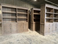 Style français Antique grande échelle blanche bibliothèque livre étagère en bois DP3028 vietnamien.