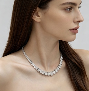 Collier tennis GF Jewelry pour femme, diamant de laboratoire taille brillant rond, or blanc 14 carats, couleur D, luxe, mariage, certifié IGI - Product Image 4