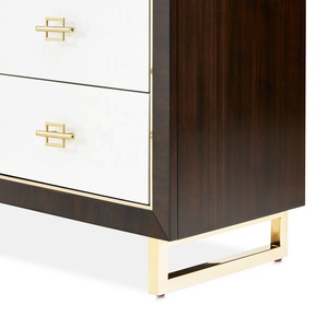 Custom Velvet-Lined <strong>Chest</strong> <strong>of</strong> <strong>Drawer</strong> Dresser High Gloss Marble Countertop Adjustable Shelf Gold Accent Sideboard Media Console - Product Image 6