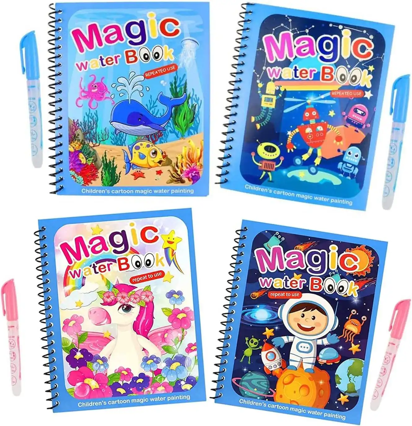 Reusable Doodle Magic Water Coloring Book Water Paint Books with Pen