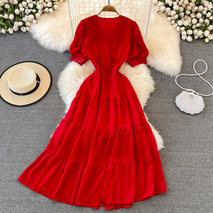 Vestido Largo de Playa para Vacaciones en el Desierto, Estilo <span class=keywords><strong>Bali</strong></span>, con Escote en V, Encaje, Abertura Lateral, Estilo Hada - Product Image 5