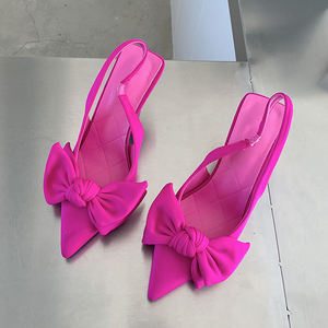 Summer Butterfly-Knot Fashion Pointed Toe Pumps Sweet Solid Thin Heel Party Casual Size 35-41 Women High Heel - Product Image 1