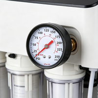 High Precision 0-250 PSI Back Mount Pressure Gauge Triple Scale Dial Red Pointer Brass NPT Connection for Air Gas
