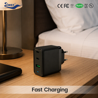 Chargeur GaN 65W Type C avec double port USB A, adaptateur d'alimentation rapide PD pour téléphone, ordinateur portable, vente en gros
