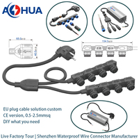 Cable Divisor Impermeable OEM 1 a 2, 1 a 3, 1 a 4, Conector para Lámparas de Cultivo IP65 IP68, Arnés Personalizado para LED Hidropónico de Interior