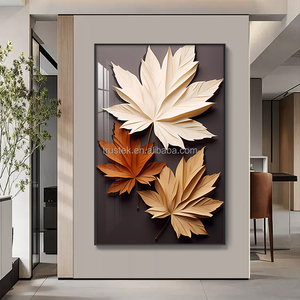 Décorations murales 3D en forme de fleurs pour salon, personnalisables, en bois, plastique, alliage d'aluminium, LED en option, peintures de la marque Trustek - Product Image 5